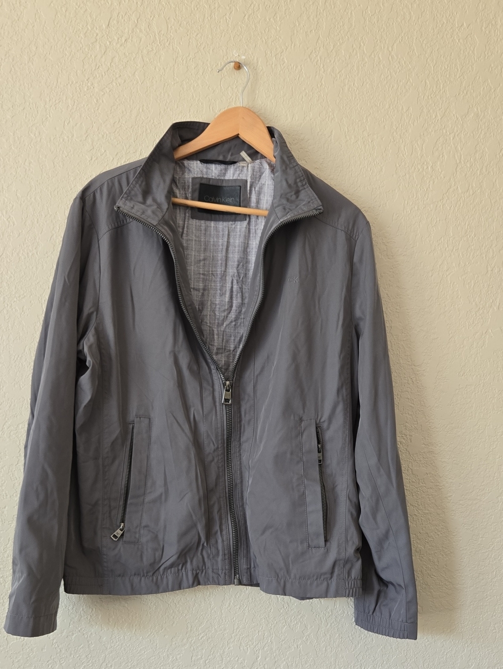 Calvin Klein Men Lightweight Gray Full Zip Jacket Size M
